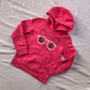 Girls Pink Cat Hoodie